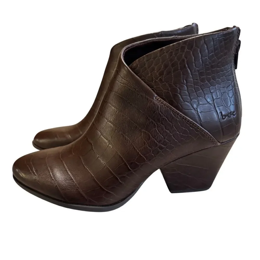 NWOB B.O.C. by Born Ankle Booties Women’s 7.5 Brown Reptile Faux Leather